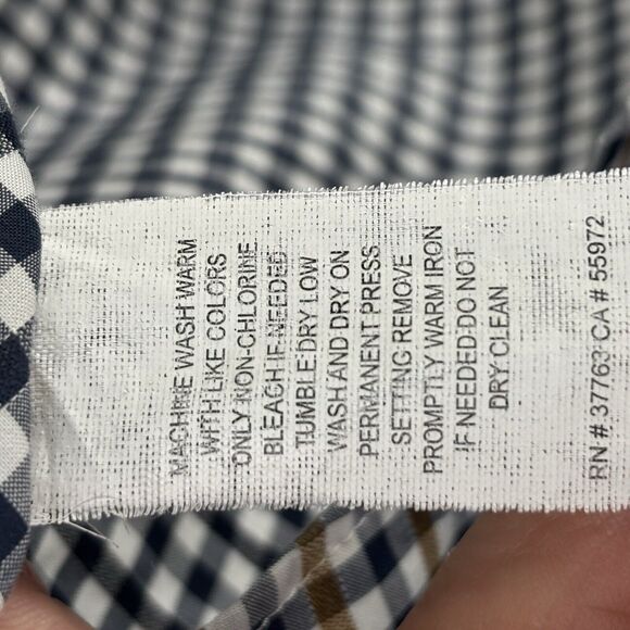 Perry Ellis Shirt Mens Medium Blue Brown‎ Check Long Sleeve 100% Cotton - Picture 10 of 12